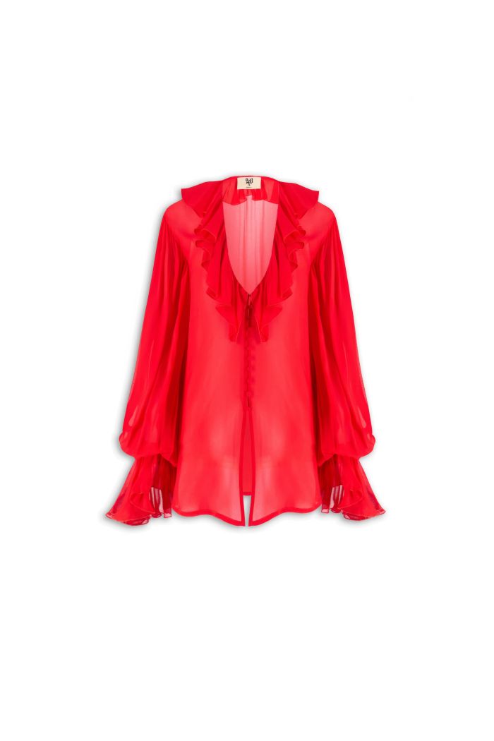 RUFFLE BLOUSE BIBA - Red hot