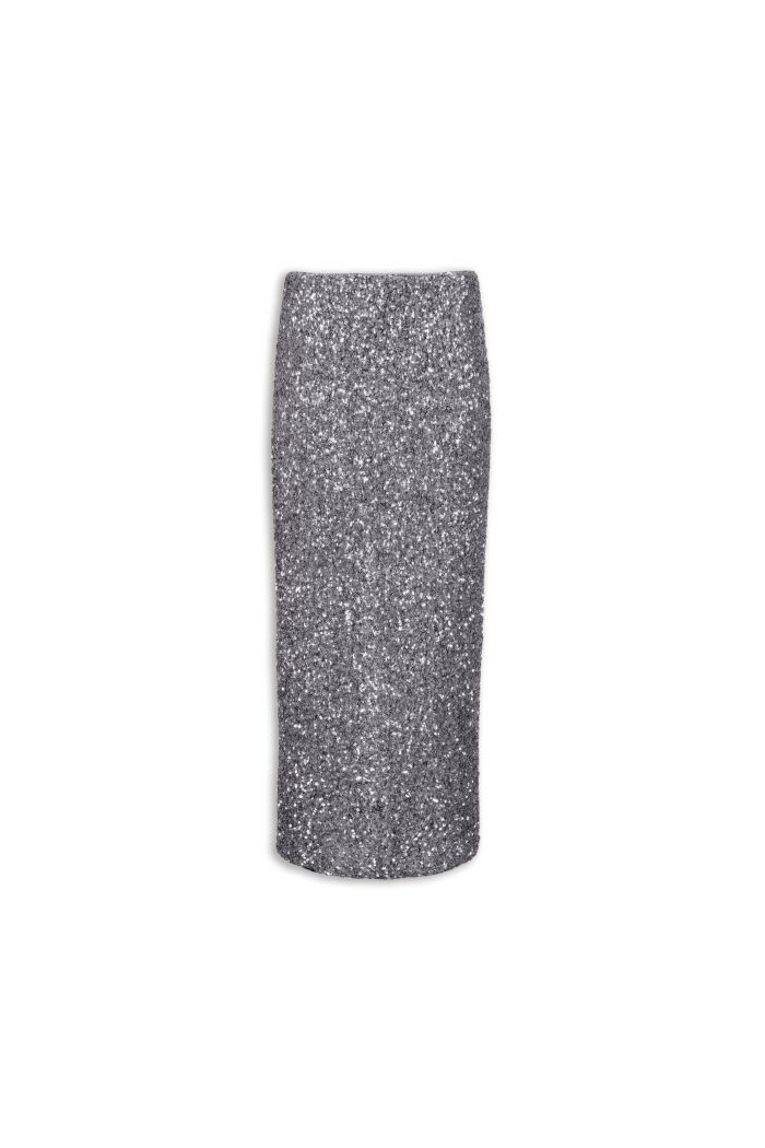 MIDI SKIRT LUX - Silver deep