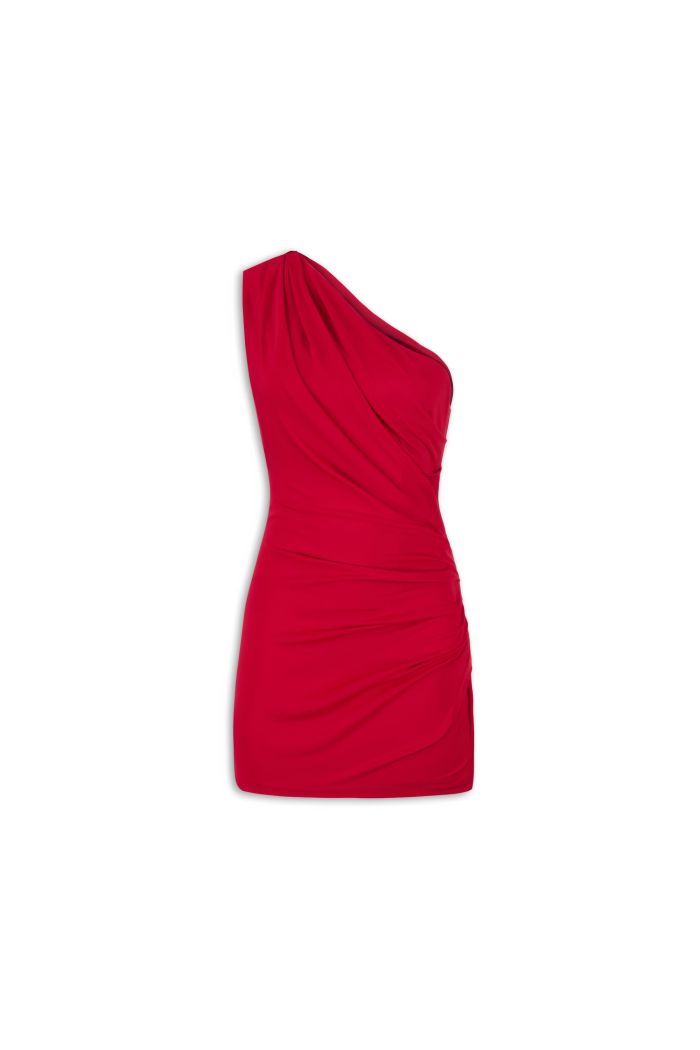 ASYMMETRIC DRESS IVY - Red hot