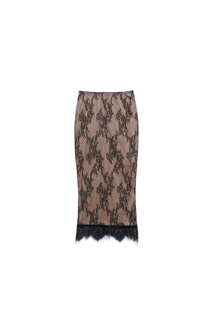 LACE SKIRT LEONIE - Black pois