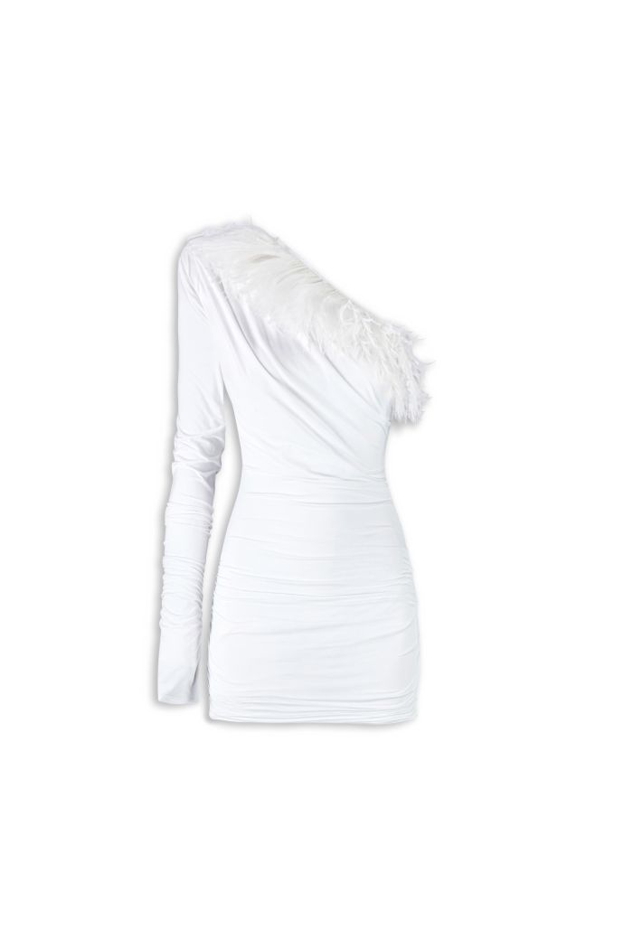 PLUME DRESS JETT - White