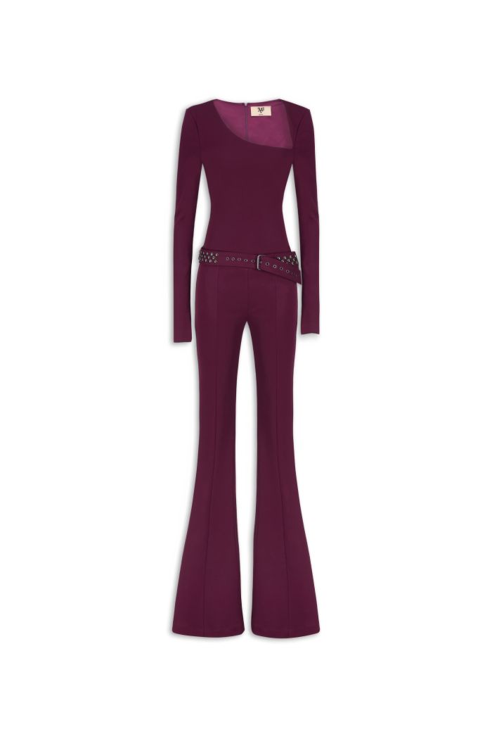 BELT JUMPSUIT IVY - Rouge noir