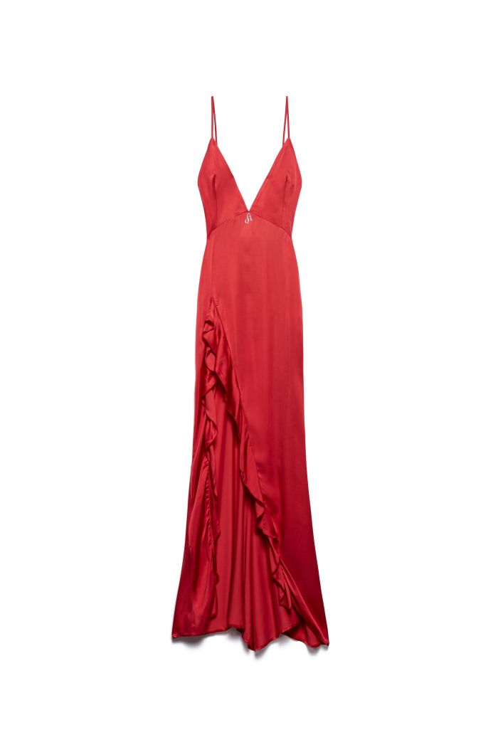 SLIT DRESS TARA - Cerise