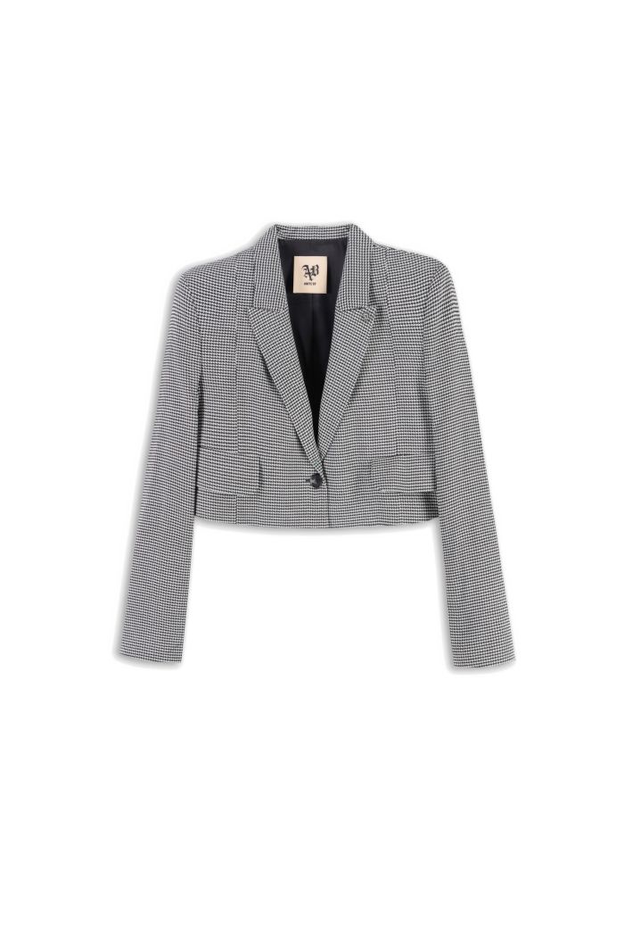 CROP BLAZER GOLDIE - Pied de poule