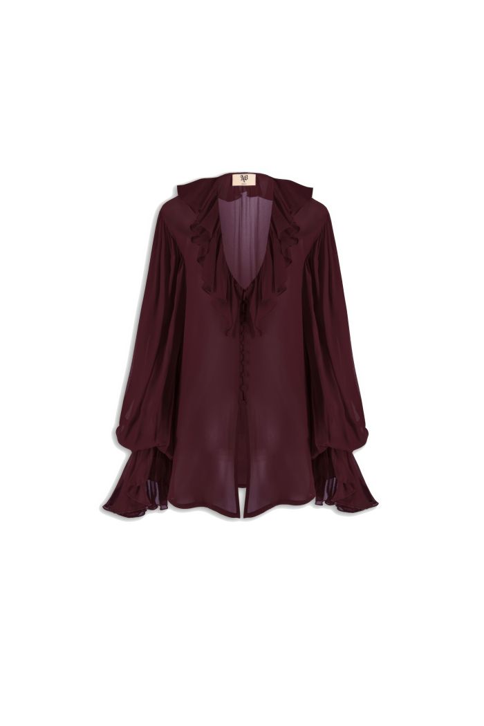 RUFFLE BLOUSE BIBA - Rouge noir