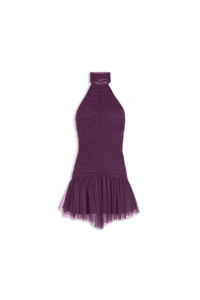 RUFFLE DRESS JENNA - Rouge noir