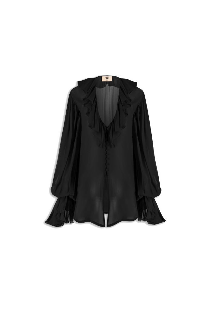 RUFFLE BLOUSE BIBA - Black